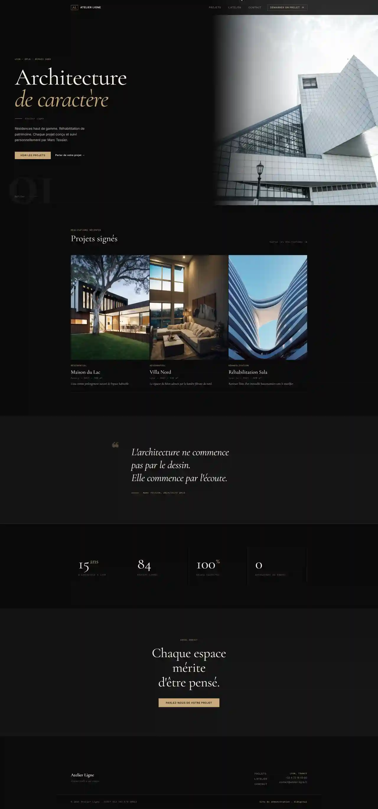 Site internet Architecte - version desktop