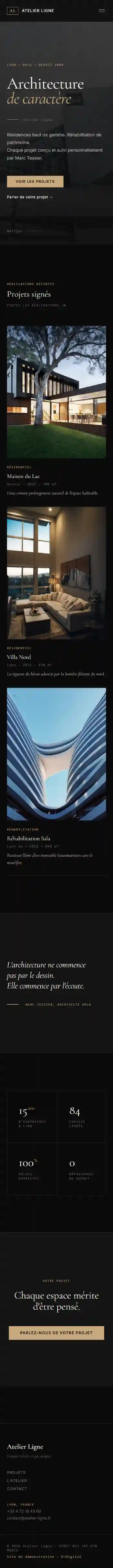 Site internet Architecte - version mobile